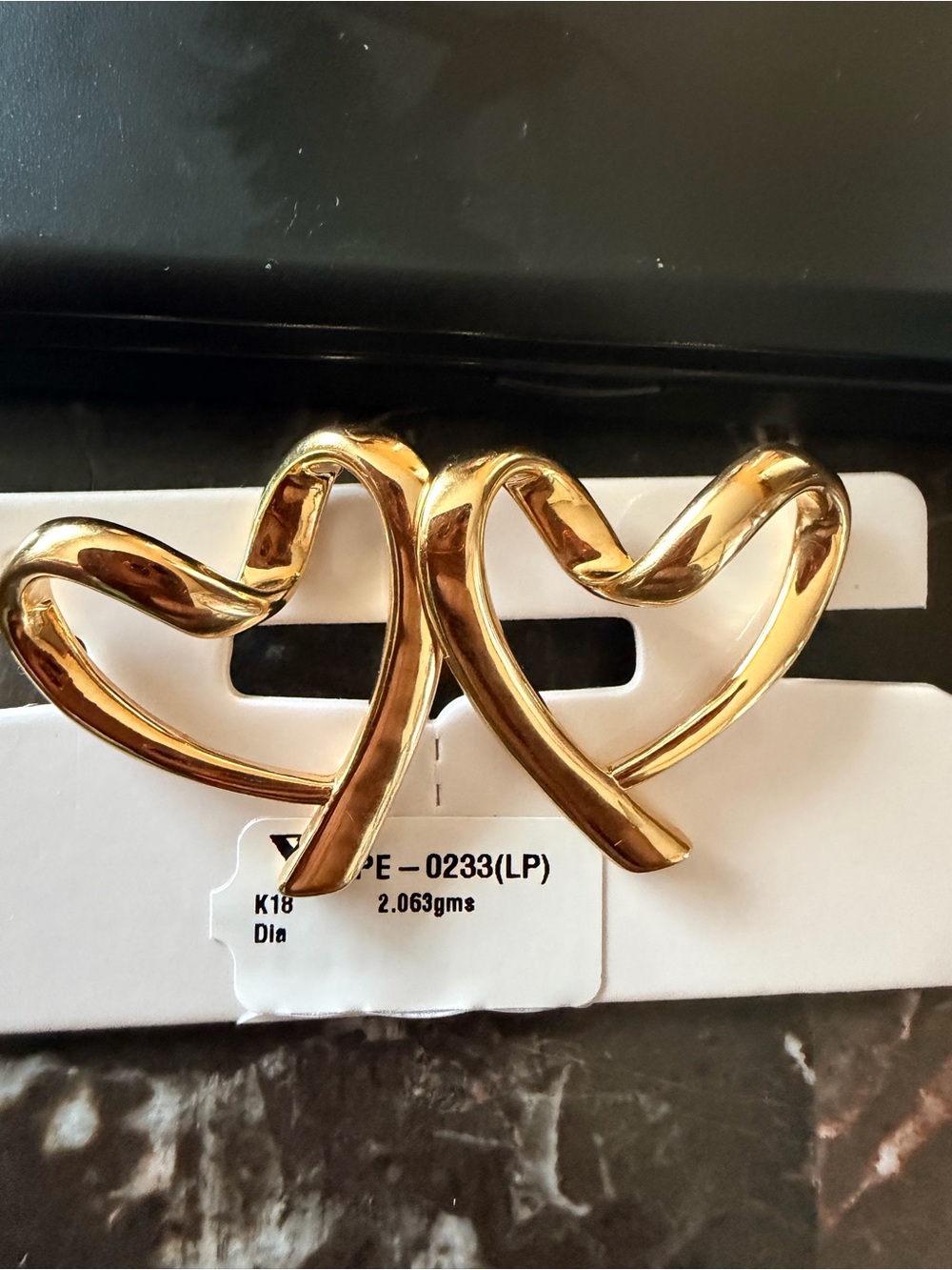 K18  real gold Electroform  Happy heart earrings